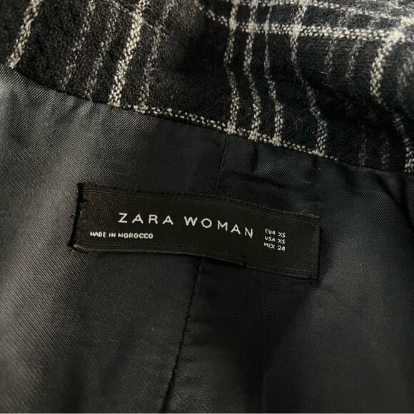 Zara Plaid Checked Double breasted Wool Long Coat Size XS - Picture 14 of 15